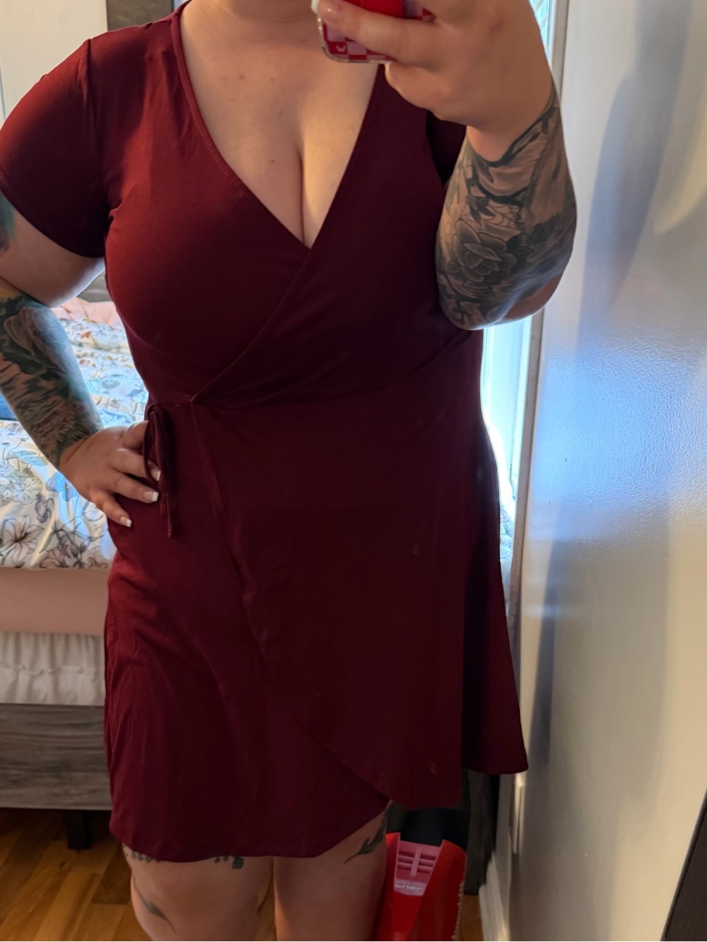 Target Wrap Mini Dress in Wine